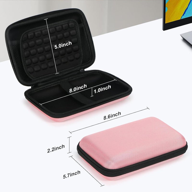GLCON Large Hard Shell Carrying Case for External Hard Drive, Power Bank, Charger, Cable, Heart Monitor, Cell Phone, Electronic Accessories Organizer - Pink Storage Pouch Travel Bag for Girls, Women, Lady - Image 2